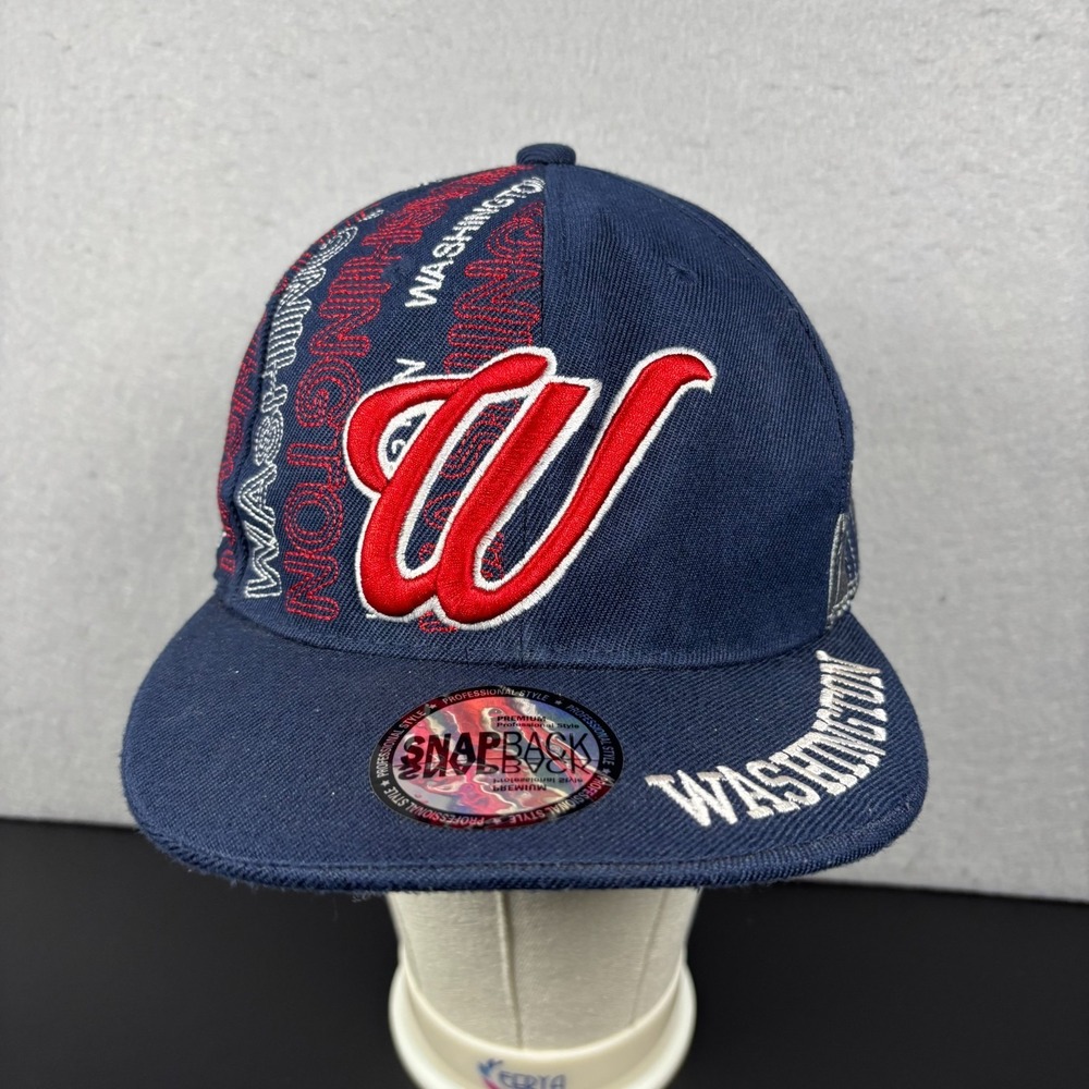 Wasington Navy Blue Red Snapback Hat Adult Size DC Nationals‎ Cap Spellout